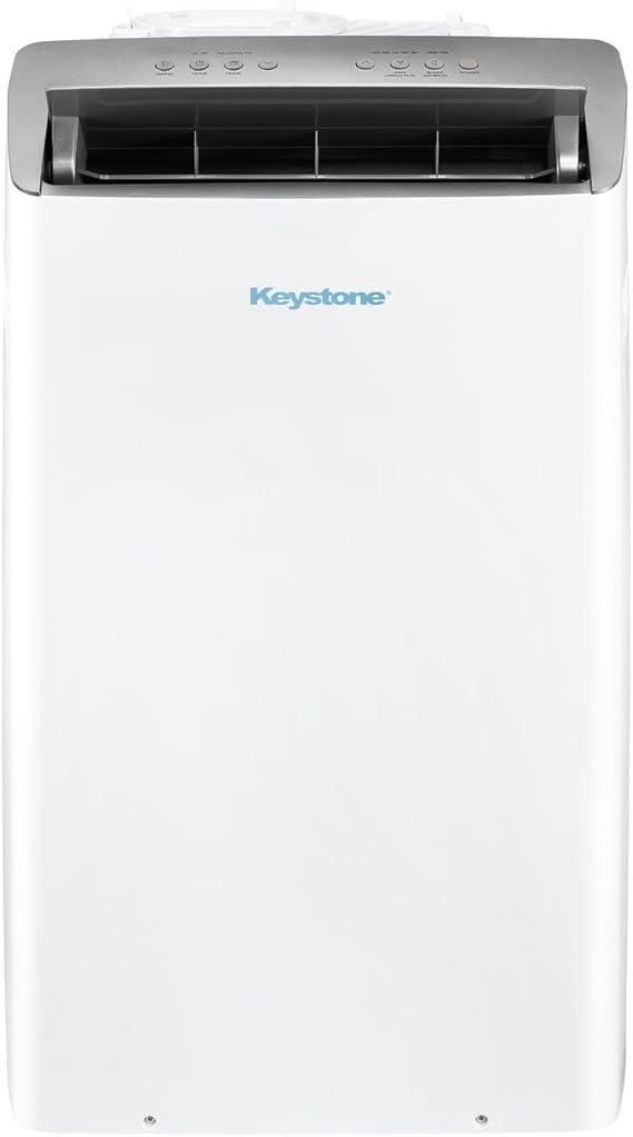 Keystone 12,000 BTU ASHRAE/10,000 BTU DOE Portable Inverter Air Conditioner with Quiet, High Efficiency Operation and Remote, AC Unit for Apartment, Living Room, Medium Rooms up to 450-Sq. Ft.