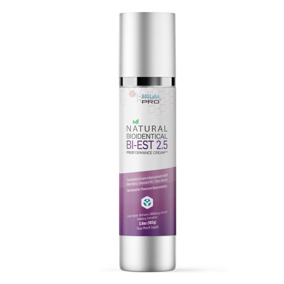 BIOLABS PRO Natural Bio-identical Bi-EST 2.5 Cream For Women, Three Month Supply 3.6 oz - Unscented