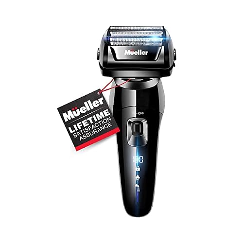 Mueller Electric Razor for Men, 5-Element Cutting System, WetDry, Rechargeable, Precision Trimmer, LED, 40,000 Cross-Cutting ActionsMin For Closest Shave