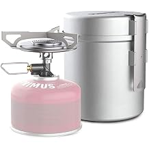 Primus | Essential Trail Kit Backpacking Kitchen | Sit-on-top Stove, 0.5L Pot, and Pan, Silver (P-351150)