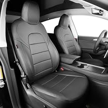 coverdream Cybertruck Seat Covers Full Set for 2024 2025 Tesla Cybertruck,Fully Covered,Luxury Waterproof Leather Car Seat Protector,Fit Like A Glove (Black)
