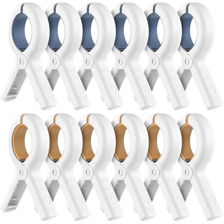 Senbowe 12 Pack Beach Towel Clips, Heavy Duty Plastic Clothes Pins, Windproof Clothes Clips to Dry on Clothesline and Hanging Rack