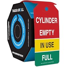 AccuformNMC 250 Perforated Cylinder Tags by-The-Roll, Cylinder Empty - in Use - Full, US Made OSHA Compliant Tags, Waterproof PF-Cardstock, Resists Tears, 6.25"x3", TAR166