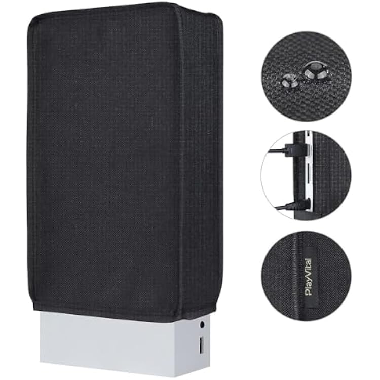 PlayVital Black Nylon Vertical Dust Cover for Xbox Series S Console, Soft Neat Lining Dust Guard, Anti Scratch Waterproof Cover Sleeve for Xbox Series S Console