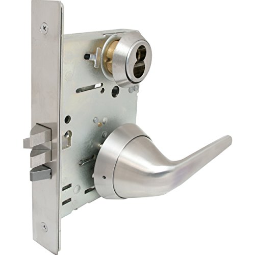 MRX-S-L-07-32D-IC Mortise Lock with Ligature Resistant Lever Trim, Grade 1, Storeroom Function, SFIC Less Core, Satin Stainless Steel