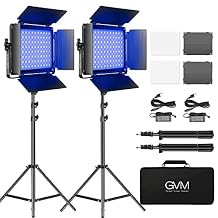 GVM RGB LED Video Light with Bluetooth Control, 360 Full Color 1000D PRO Video Lighting Kit with 736pcs Led Beads, 2 Packs Led Panel Light for YouTube Studio, Video Shooting, Conference, CRI 97+