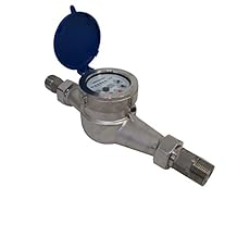 PRM Filtration 3/4 Inch NPT 304 Stainless Steel Multi-Jet Water Meter with Pulse Output, Viton Seals, Sealed Dry Dial, Internal Strainer for Particulate Protection, Horizontal Mount