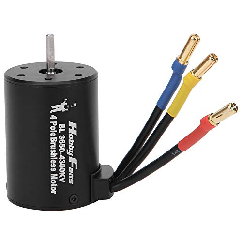 3650 4300KV Brushless Motor, High Speed RC Car Sensorless Motor Aluminum Alloy 4 Pole 12 Slot Design 3.175mm Shaft for 110 Scale RC Vehicles