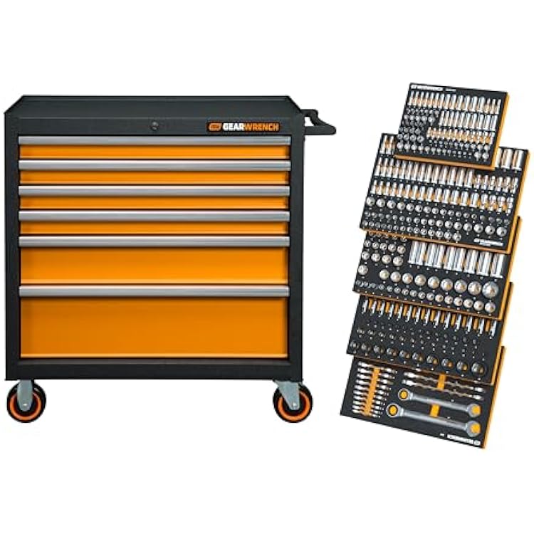 GEARWRENCH 358 Piece MEGAMOD Metric Mechanics Tool Set in Modular Foam Trays with Rolling Cabinet | MEGAMOD358