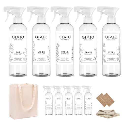 Non-Toxic Home Cleaning - The Collection 5 Pack - Includes 5 Cleaners, 1 Canvas Tote, 2 Microfiber Cloths, 2 Coconut Husk Scrubers - Natural Organic Ingredients that Truly Perform