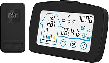 Wireless Weather Station Touch Screen Thermometer Hygrometer Indoor Outdoor Forecast Sensor Calendar Alarm Clock 7 Languages