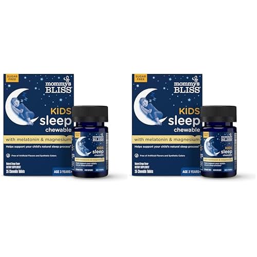 Mommy's Bliss Kids Sleep Chewable Tablets, Melatonin, Magnesium & Calming Herbs, Grape Flavor, Sugar Free Kids Melatonin, Age 3+ (35 Servings), 35 Count (Pack of 2)