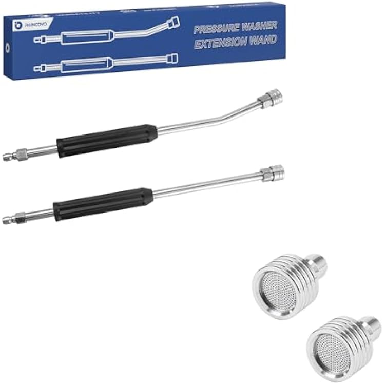 Pressure Washer Extension Wand, Anti-Slip Grip Power Washer Lance, Curved Angled and Straight Wand, Pressure Washer Shower Nozzle Tips for Soft Wash System, 14 Quick Connect