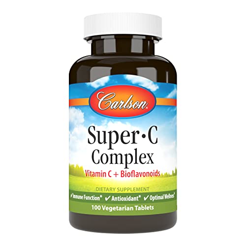 Carlson - Super-C Complex, Vitamin C  Bioflavonoids, Immune Function & Optimal Wellness, Antioxidant, 100 Vegetarian Tablets
