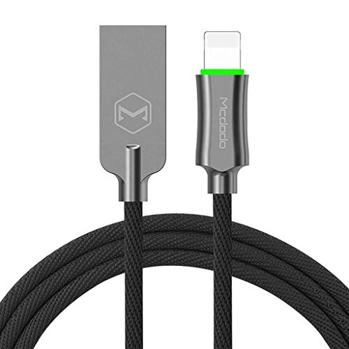 mcdodo Smart LED 4FT1.2M Auto Disconnect Nylon Braided Sync Charge USB Data Cable Compatible Phone 1413 Pro Max1211XS MaxXS877, 66, 6s6s Plus, 5s5c5, Pad ProAir 2,Pad mini 4,Pod