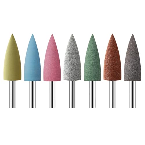 7pcs Small Pointed Head Nail Drill Bit Rubber Silicone Rotary Nail Art Cutter Polishing Buffer Electric Manicure Machine Pedicure Tools Cuticle Clean File for Nail Art Salon ManicureSet 2