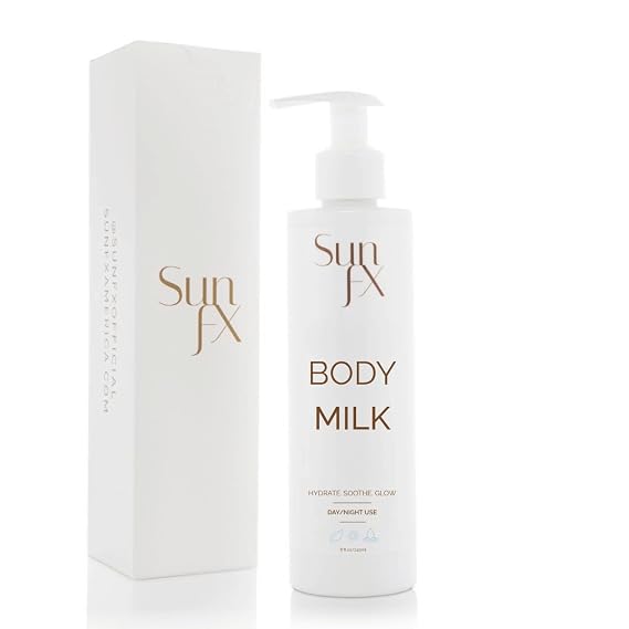 SunFX Body Milk Nourishing Hydrating Lotion with Shea Butter & Aloe | Daily Moisturizer for Healthy, Glowing Skin | 8 fl oz