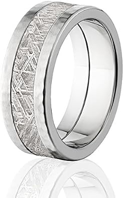 The Jewelry Source Hammered Meteorite Rings, Premium Finish, Meteorite Wedding Rings