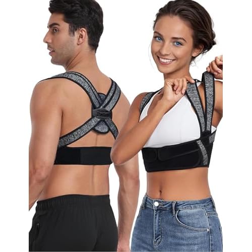 Posture Corrector for Women Men,BI-Straps Back Straightener - Bamboo Fiber Back Brace Posture Corrector - Instant Upper Back Pain Relief
