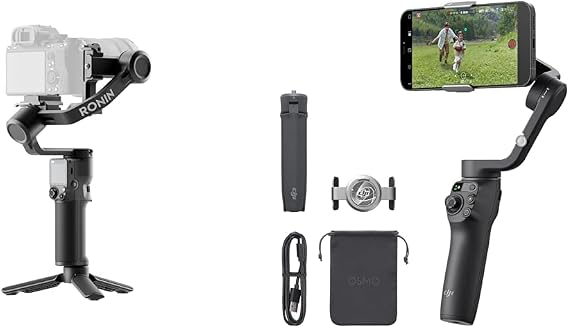 DJI RS 3 Mini, 3-Axis Mirrorless Gimbal Lightweight Stabilizer for Canon/Sony/Panasonic/Niko & OSMO Mobile 6 Smartphone Stabilizer, in Three Axis for phones, Integrated Extensible Arm