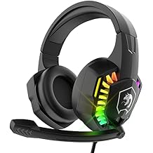 ZIYOU LANG Wired Gaming Headset with Rainbow RGB Backlight Retractable Noise Isolating Microphone Stereo Sound Deep Bass Memory Foam Earmuff Over Ear Headphone for PS4 PC Mac Gamer Music (Black)
