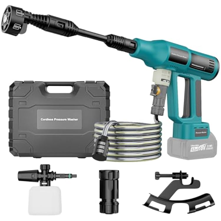 Cordless Power Washer for Makita 18V Battery, Portable Handheld Pressure Washer 700 PSI, with 5M Hose, 6-in-1 Nozzle, 4-Speed Settings, Battery Operated Pressure Washer for Car Floor Fence Tool Only