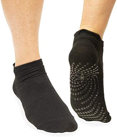 Gaiam Yoga Socks -Non Slip Fitness Sock Grips for Women & Men Ideal for Home Use & All Types of Yoga, Barre, Dance,Black