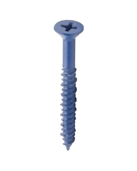 IMScrews 3/16" x 1-3/4" Blue Flat Head Concrete Screws, High-Low Thread, Durable Anchors, 10 Pack for Light Masonry Projects