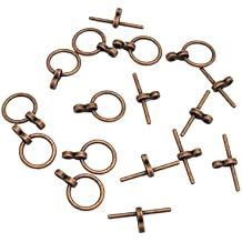 FS Brand 25 Sets Toggle Clasp T-Bar Clasp Round Jewelry Making Supply. (Antiqued Copper)