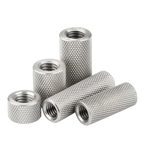 304 Stainless Steel Extended Cylindrical Flat Head Knurled Hand Screw Nut Mesh Nut Adjustment M2 M2.5 M3 M4 M5 M6 ~M1620mm,M10xOD 20mm1Pcs