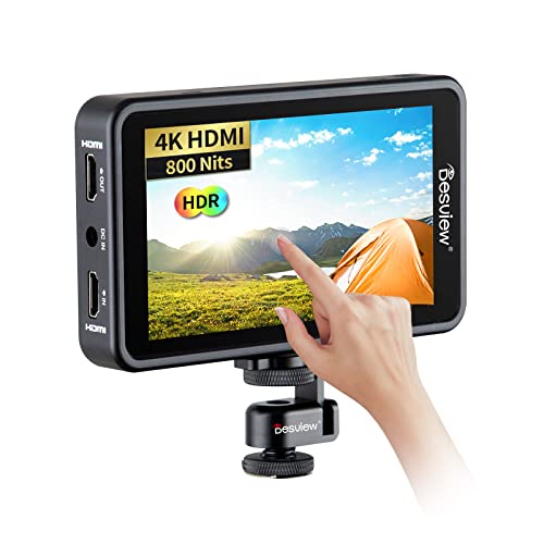 Desview R5II Camera Monitor, 5.5 inch High Brightness Touch Screen Field Monitor with 3D Lut Full HD 1920x1080 IPS Waveform VectorScope Peaking Focus 4K HDMI 8V DC Input Output for DSLR Camera