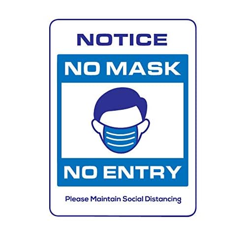 No Mask No Entry Maintain Social Distancing Sign Set of 2 9X12 Inch Adhesive Front Sticker For Windows and Glass Doors For Stores Businesses Schools Restaurants