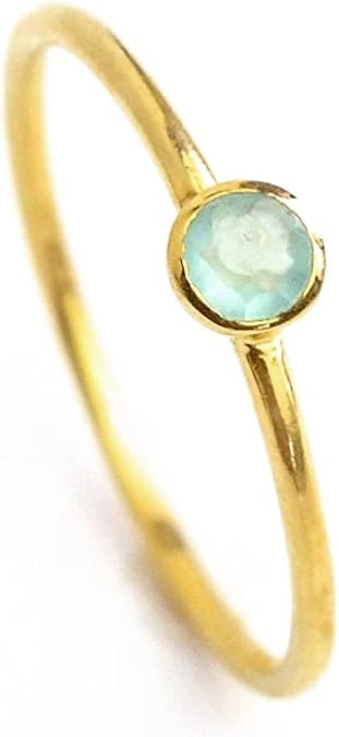 Tiny Gemstone Stacking Ring, Minimalist Dainty Thin Ring Band, Simple Stackable Birthstone Ring