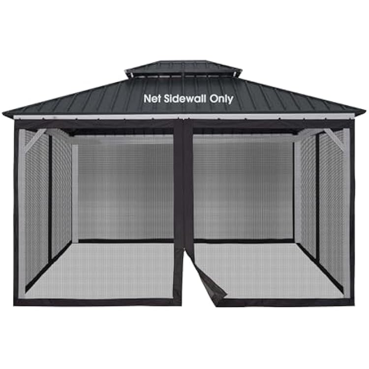 Yescom Universal 10x12ft Gazebo Mesh Netting Replacement 4 Panel Sheet Sidewall with Zipper Ring Privacy Outdoor Screen Enclosure for Porch Event Patio Deck Yard Camping Canopy Tent,Black