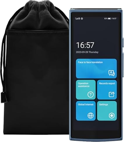 iFLYTEK Language Translator Device Blue with Velvet Bag 60 Languages, Real-Time Split-Screen & Two-Way Instant Voice Translation, 18 Offline Packs, Blue