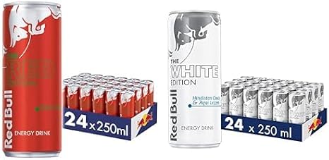 Red Bull Energy Drink, Watermelon, 250 ml (24 Pack, 24 x 250 ml) and Red Bull Energy Drink, Coconut and Acai 250 ml (24 Pack, 250 ml x 24 Pieces)