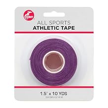 Cramer Team Color Athletic Tape, 1.5" x 10 Yards Purple, Easy Tear Sports Tape for Ankle, Wrist & Knee, Latex-Free Adhesive, Strong Support, Athletic Training Tape Roll