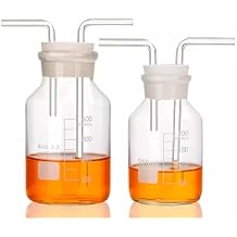 Lab Borosilicate Glass Graduated Gas Washing Bottle Buffer Bottle for Lab Chemistry Lab Glassware Kit (250ML)