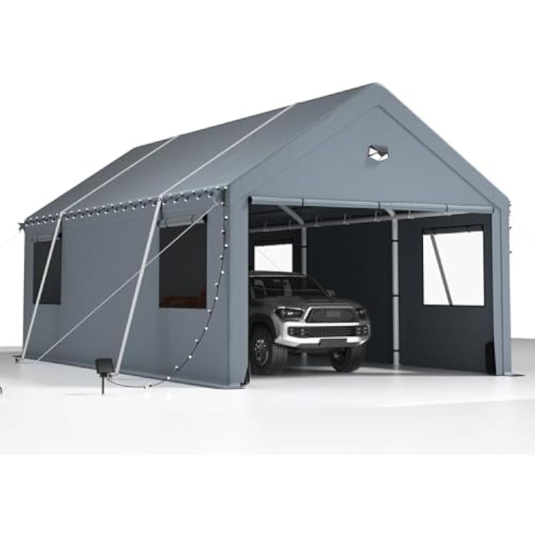 10X20 Carports Heavy Duty,Car Ports with 180G Removable Side Walls,Portable Car Port Garage,Carport Canopy,Car Shelter All Weather,Gray