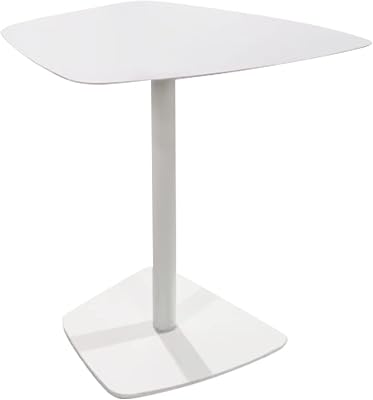 LOKKHAN Sleek Accent SideEnd Table for Sofa, Metal Couch Table Small TV Tray, Snack TableAccent Cafe Table for Patio Garden Backyard, Living Room, Bedroom Nightstand Bedside Table, 19.3 H, White