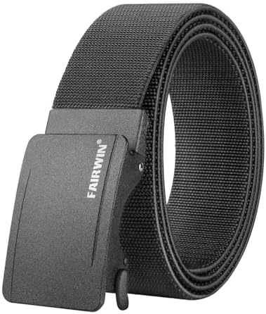 FAIRWIN Mens Ratchet Belt, Nylon Web Golf & Work Belts with Quick-Release Automatic Buckle, Adjustable Casual Belt for Jeans
