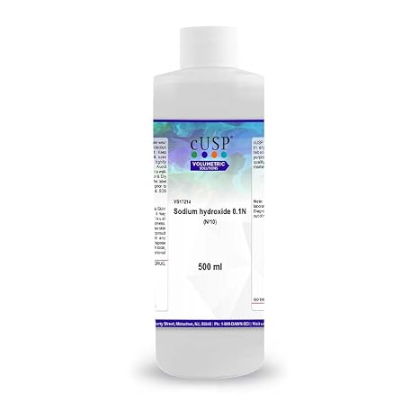 Sodium Hydroxide 0.1N Volumetric Standard Solution (VS), 500mL Lab Grade NaOH for Titration & Analytical Laboratory Use
