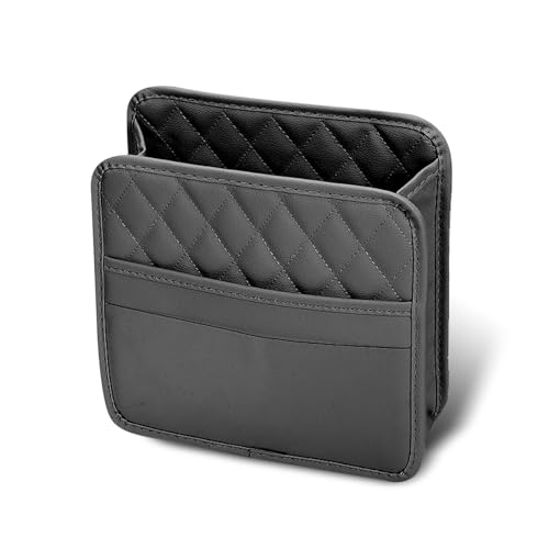 Car Backseat Organizer, PU Leather Seat Back Hanging Bag, Multifunctional car Hanging Storage Pocket, Auto Interior Essentials Accessories, Universal for Most Car Sedan SUV Black Black