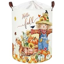 Happy Thanksgiving Baby Storage Basket Pumpkin Maple Leaf Collapsible Clothes Kids Laundry Hamper Large Boys Girls Gift Toy Box Bin for Nursery Room,Scarecrow,40*50 cm
