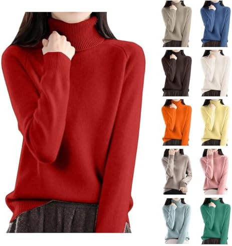 Cashmere Turtleneck Sweaters for Women - Oversized Fall Winter Long Sleeve Soft Dressy Casual Knit Pullover Tops 2025
