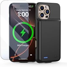 Battery Case for iPhone 16 Pro Max, Ultra-Slim 7000mAh Portable Extended Charging Charger Case [2026 Upgraded] w/Tempered Glass Film for iPhone 16 Pro Max-6.9 inch,Black