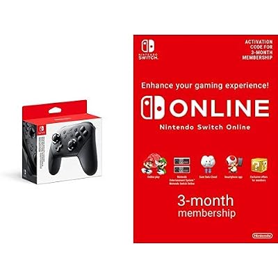 Nintendo Switch Pro Controller Black  Switch Online 3 Months [Download Code]
