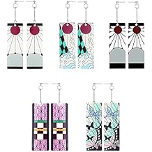 Tanjiro Hanafuda Earrings for Demon Slayer Tanjiro Cosplay Enlanda Dangle Tanjiro Earings for Kimetsu No Yaiba Cosplay