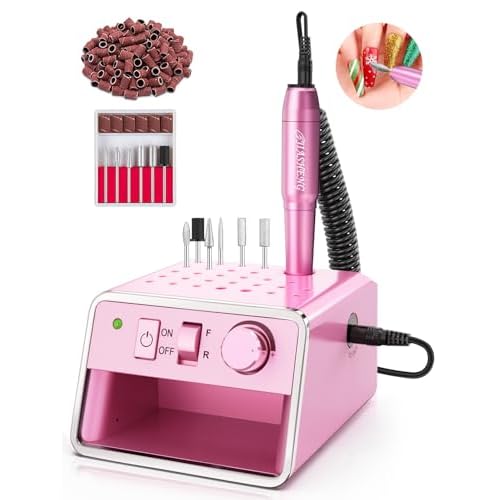 Professional Electric Nail Drill Portable Nail File for Acrylic Gel Nails, 20000RPM Professional Nail Drill Machine for Nail Polish Remover with the Function of Storing Manicure Accessories, Purple