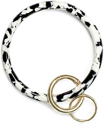 Mymazn Key Ring Bracelet Wristlet Keychain Bangle Keyring for Women, Acetate Round Key Chain